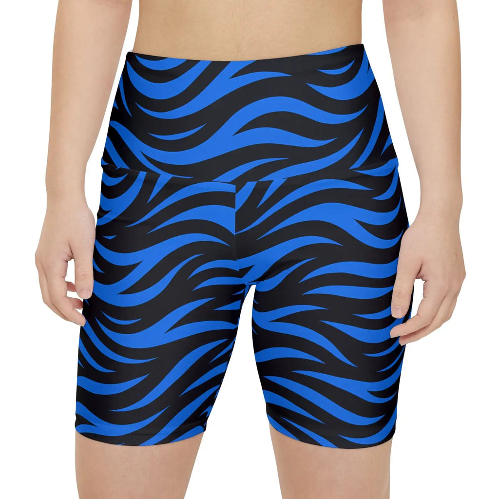 Stylish Blue Striped Workout Shorts - Gym Gear - Dipaliz